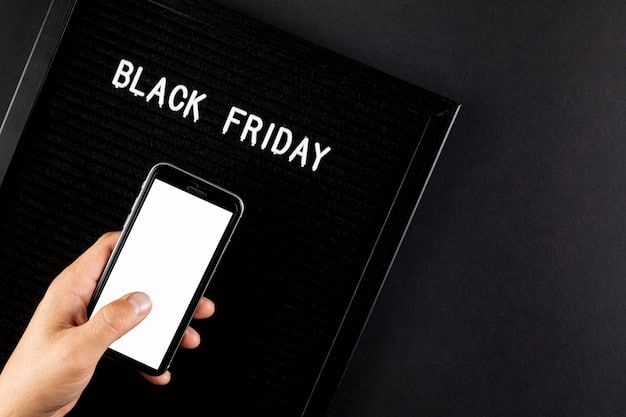 A close-up shot of a smartphone screen displaying the SHEIN app during a Black Friday sale. The screen shows a vibrant banner with a large discount percentage and a call-to-action button.