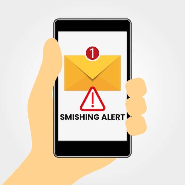 A smartphone displaying a warning message about online scams. The message reads 