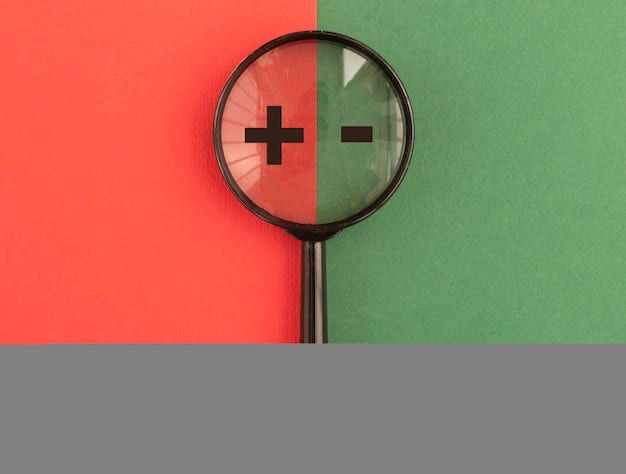A split screen showing positive reviews on one side and negative reviews on the other, with a magnifying glass focusing on the details of the text.