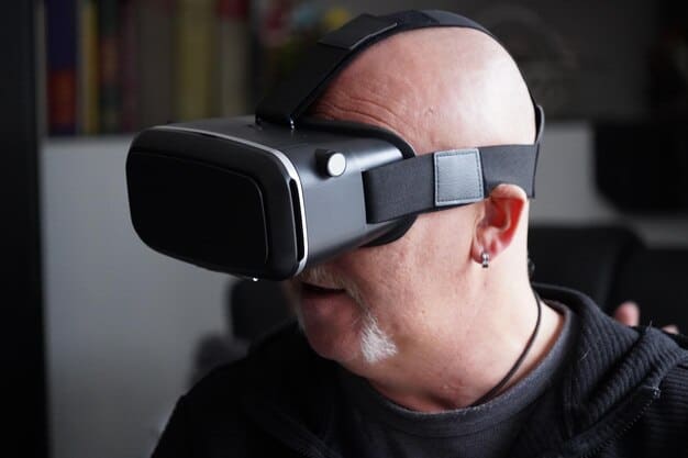 A close-up of a modern VR headset showcasing its sleek design and high-resolution display, highlighting the technology and immersive experience it provides in Spain.