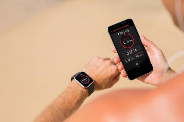 A sleek, futuristic smartwatch displaying health metrics and seamless connectivity with other smart home devices powered by 5G, in the hand of a person in a modern Spanish home.