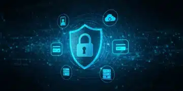 Candado digital futurista protegiendo datos personales en un entorno cibernético.