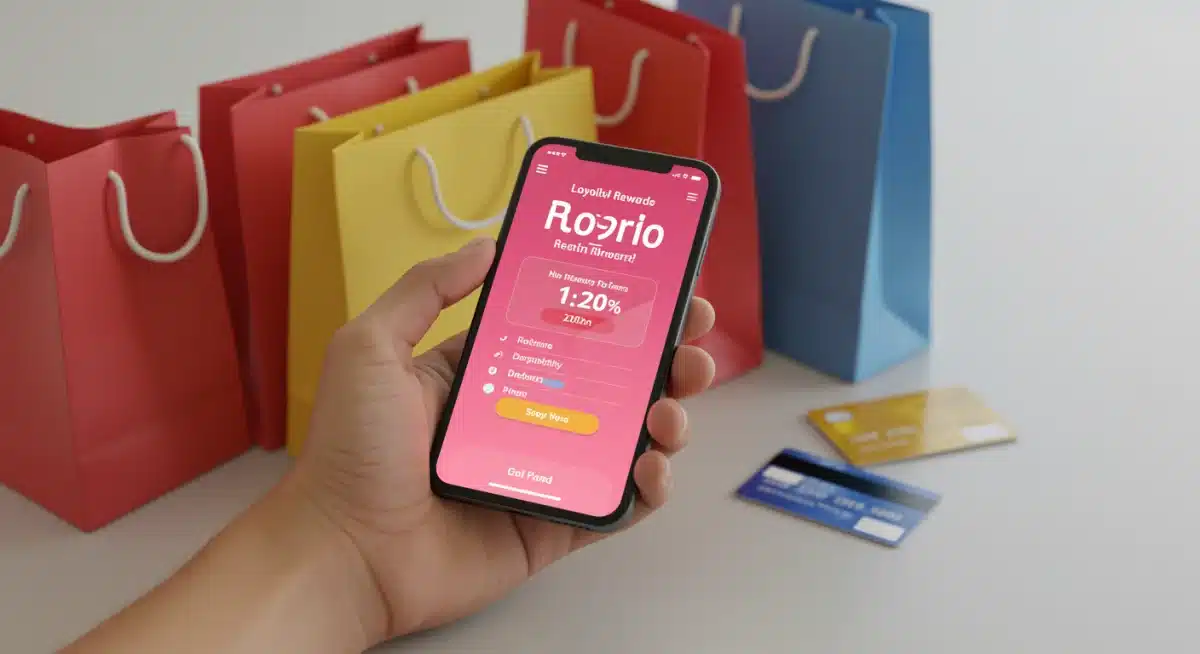 Mano sosteniendo smartphone con aplicación de fidelidad y acumulación de puntos