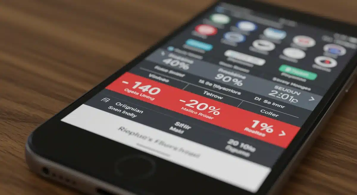 Pantalla de smartphone con comparativa de precios y descuentos en electrónica.