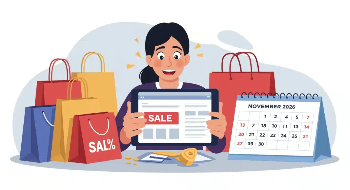 Persona planeando sus compras del Black Friday 2026 en una tablet.