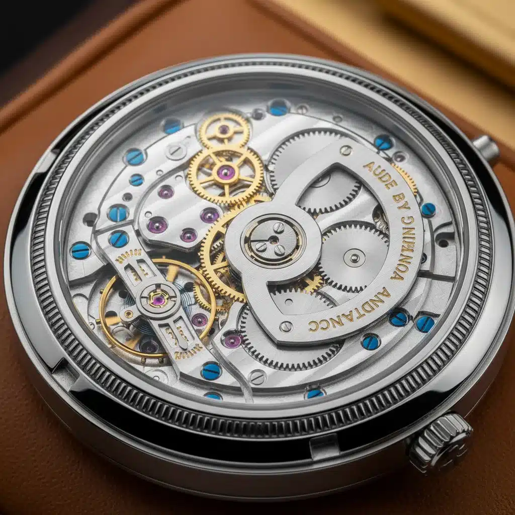 Mecanismo complejo de un reloj mecánico de alta relojería.