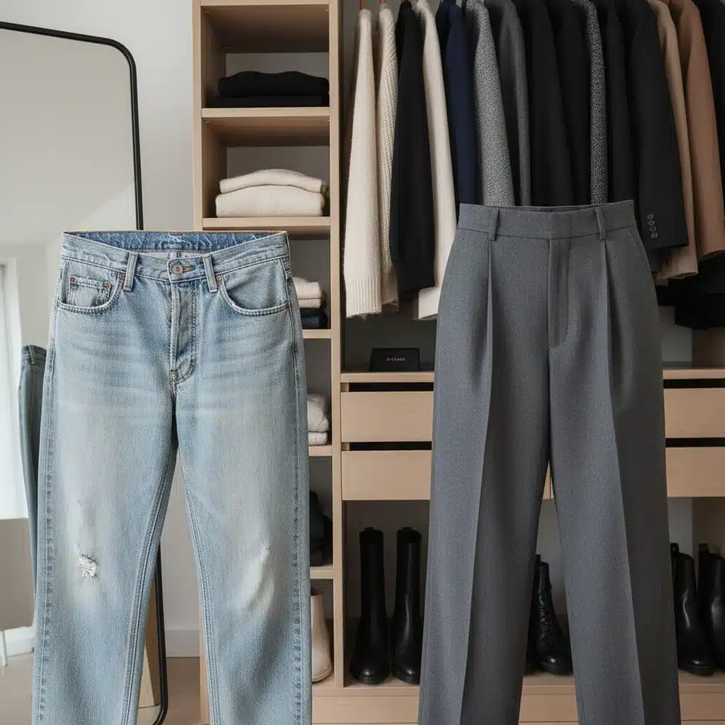 Pantalones de tiro bajo versus tiro alto, mostrando la evolución de las tendencias de moda.