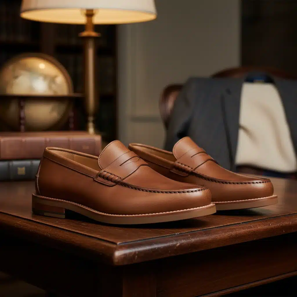 Classic penny loafers crafted from ethically sourced leather