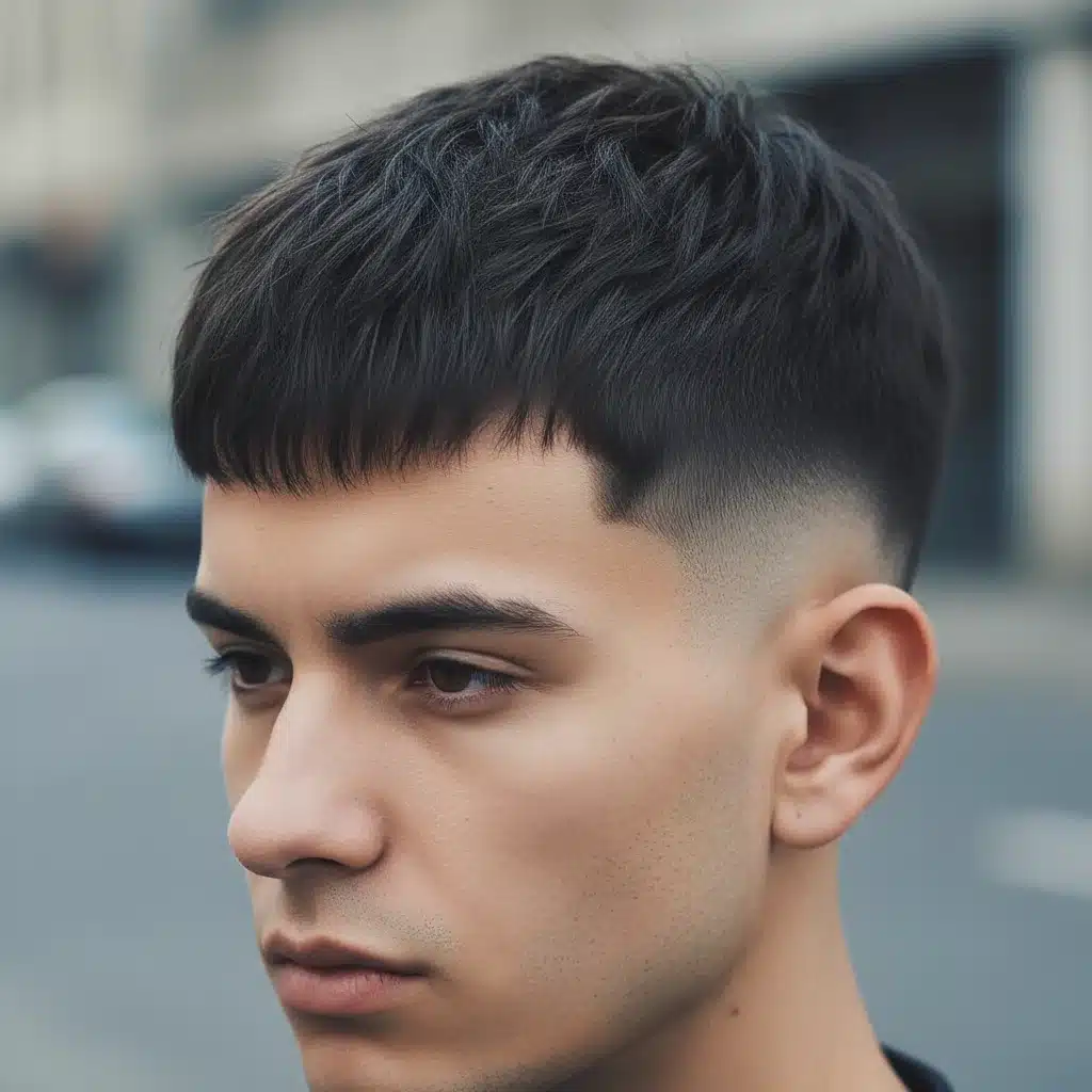 Primer plano de un corte de pelo 'French Crop' con textura y desvanecido
