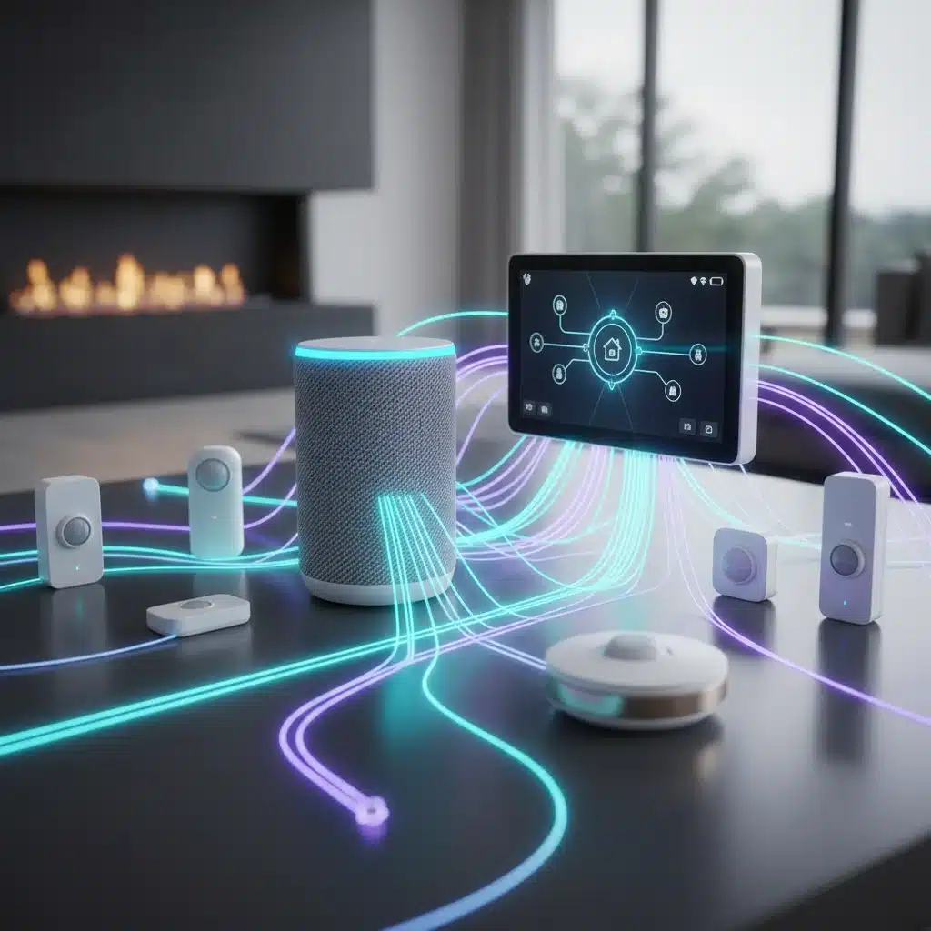 Interconnected smart home devices demonstrating interoperability and seamless communication