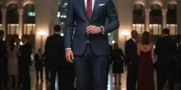 Man in modern dark blue suit at U.S. formal event
