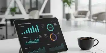 Modern tablet with stylus showing business dashboard for professional productivity