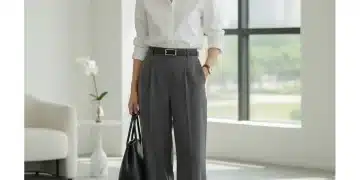 Mujer elegante con prendas básicas atemporales para un armario versátil en 2026.