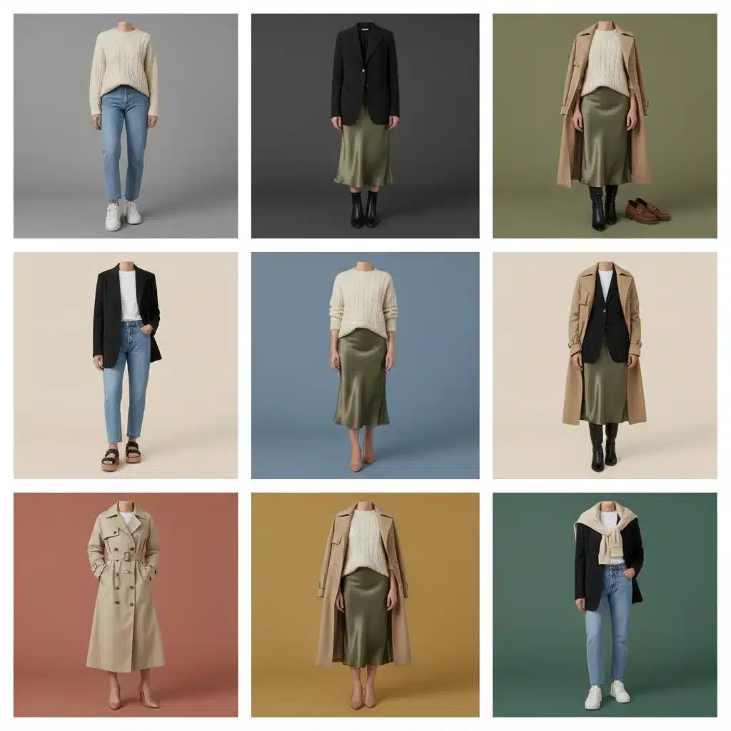 Collage of multiple outfits created from a limited fall wardrobe