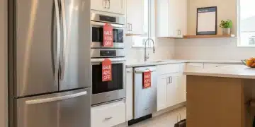 Cocina moderna con electrodomésticos nuevos y brillantes, señalando las rebajas de hasta el 40% en marzo de 2026.