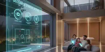 Futuristic smart home with integrated security system display