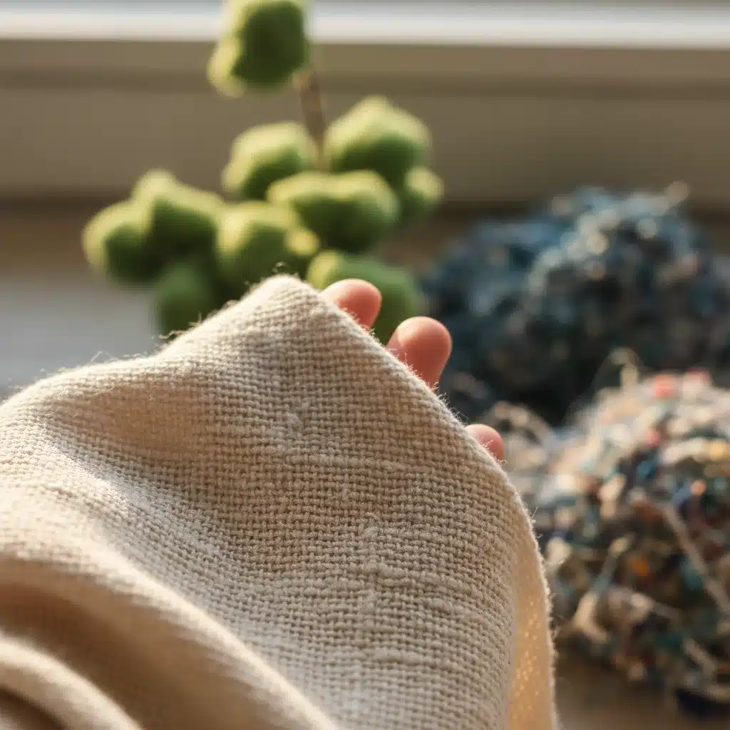 Close-up of sustainable fabric texture, emphasizing natural materials