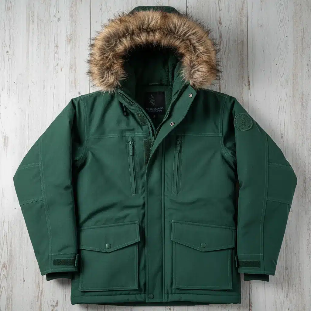 Close-up of a durable technical parka fabric