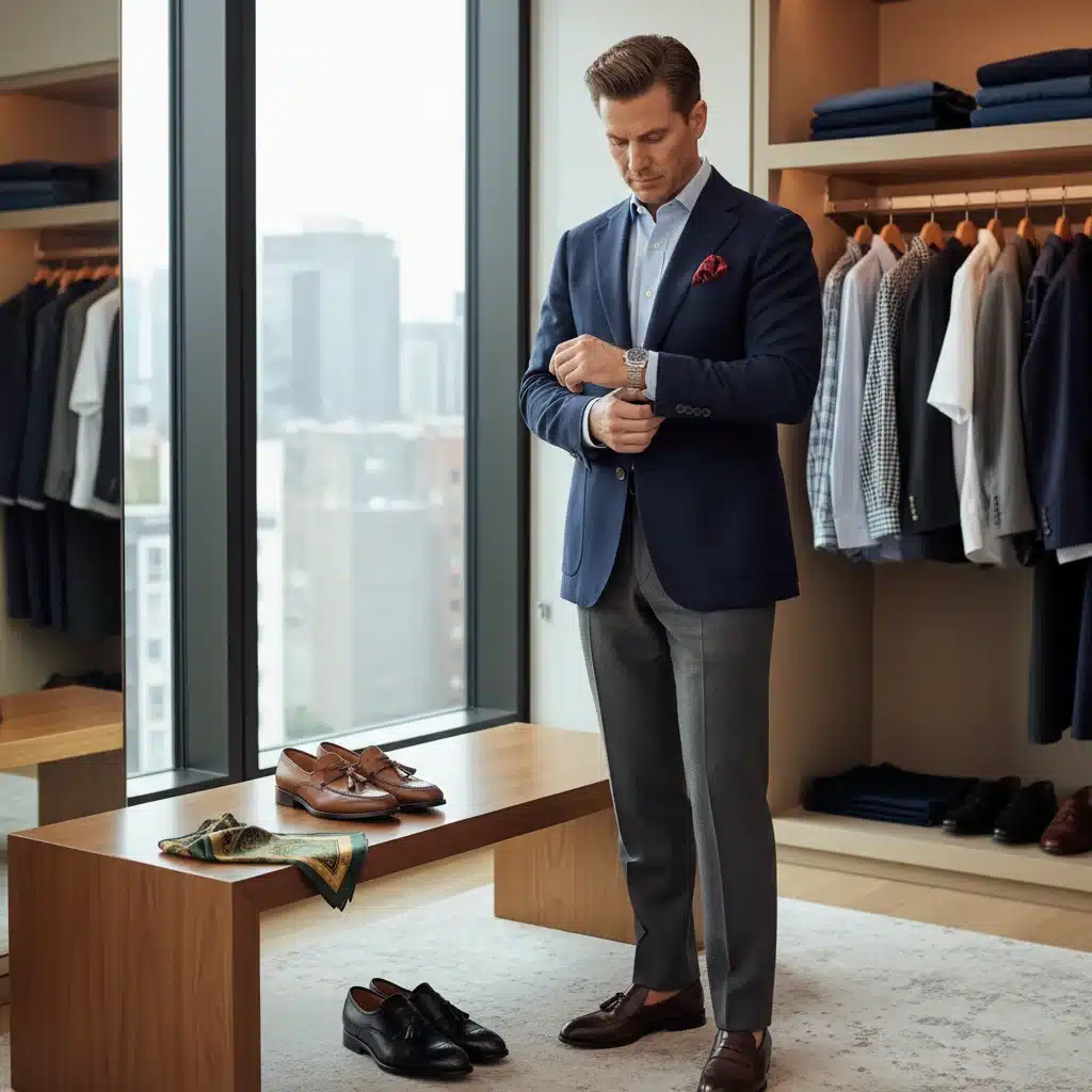Man adjusting watch, showcasing business casual to smart casual transition