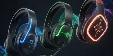 Three futuristic wireless noise-cancelling headphones showcasing advanced audio technology