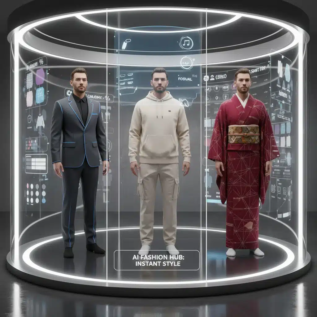 Virtual try-on experience with AI in men's fashion.