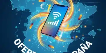 Fiber optic cables and a smartphone symbolizing top mobile and internet deals in Spain