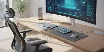 Modern 2026 home office with productivity gadgets