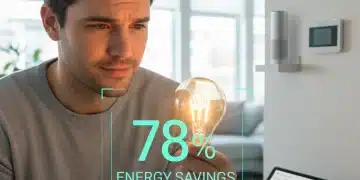 Person analyzing electricity bill with a calculator and smart meter data, symbolizing energy saving.